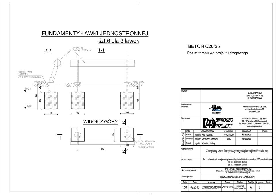 6 dla ławek - - BETON C0/5