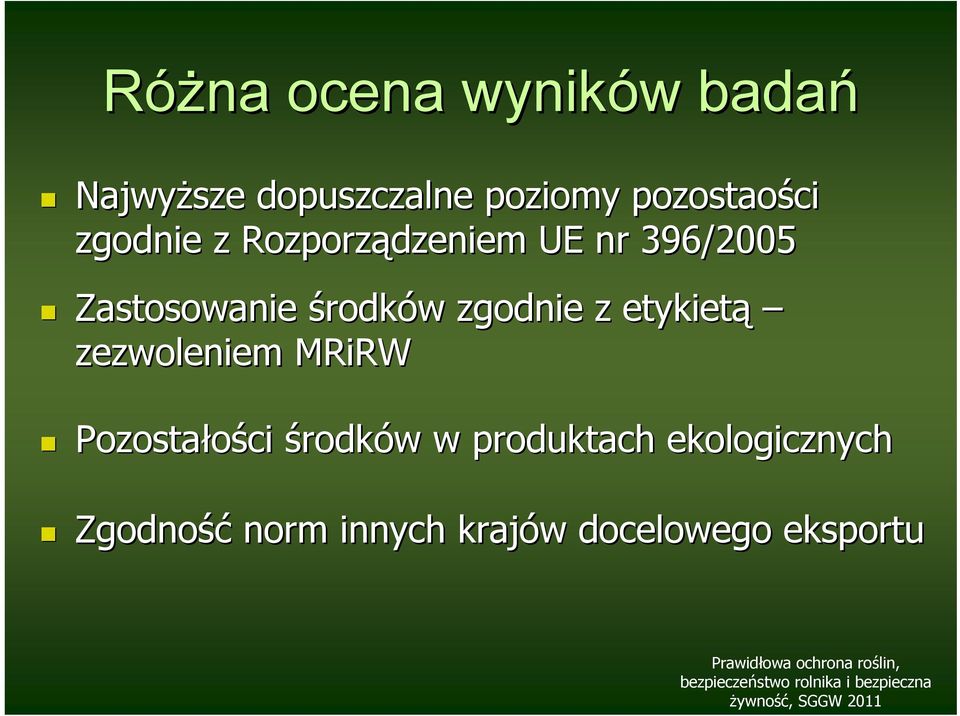 środków w zgodnie z etykietą zezwoleniem MRiRW Pozostałości środków