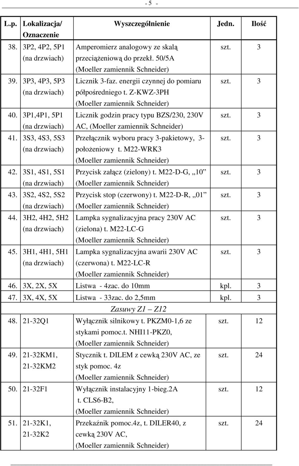 Z-KWZ-3PH Licznik godzin pracy typu BZS/230, 230V szt. 3 AC, Przełącznik wyboru pracy 3-pakietowy, 3- szt. 3 położeniowy t. M22-WRK3 Przycisk załącz (zielony) t. M22-D-G, 10 szt.