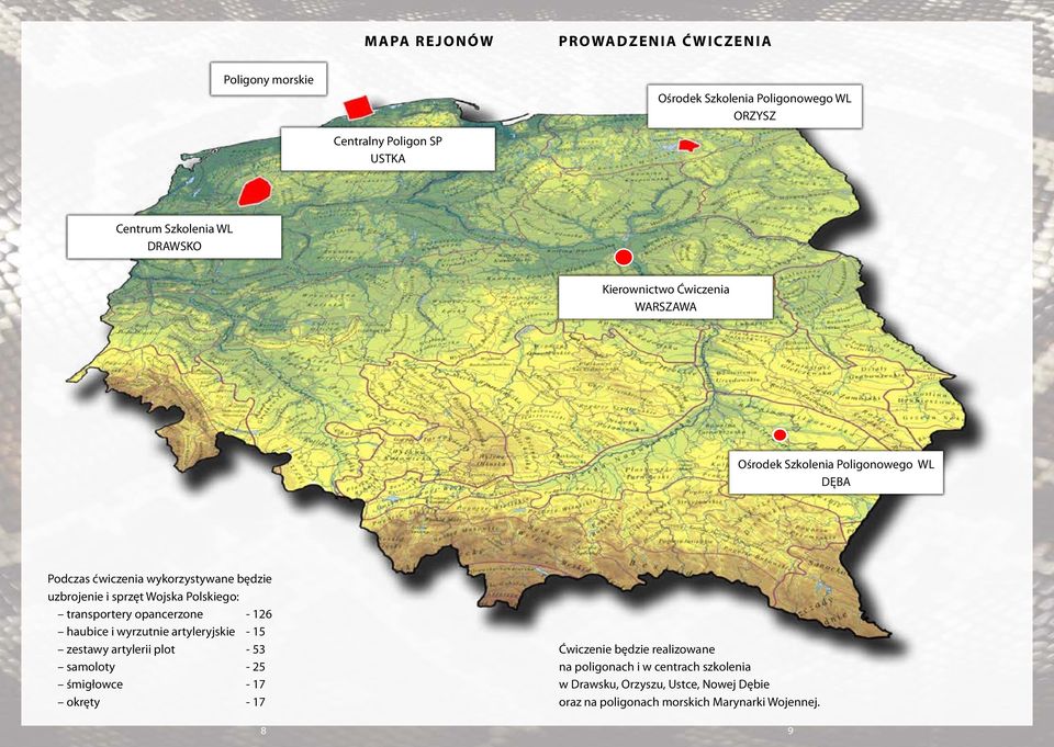 transportery opancerzone - 126 haubice i wyrzutnie artyleryjskie - 15 zestawy artylerii plot - 53 samoloty - 25 śmigłowce - 17 okręty - 17 Ćwiczenie