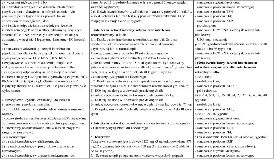 dziesiętne (100-krotnie) albo d) z nawrotem zakażenia po terapii interferonem pegylowanym alfa z rybawiryną zakończonej uzyskaniem negatywnego wyniku HCV RNA (HCV RNA niewykrywalne w chwili