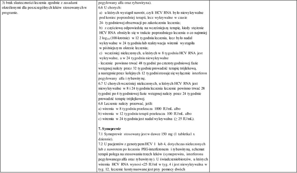 odpowiedzią na wcześniejszą terapię, kiedy stężenie HCV RNA obniżyło się w trakcie poprzedniego leczenia o co najmniej 2 log 10 (100-krotnie) w 12 tygodniu leczenia, lecz było nadal wykrywalne w 24