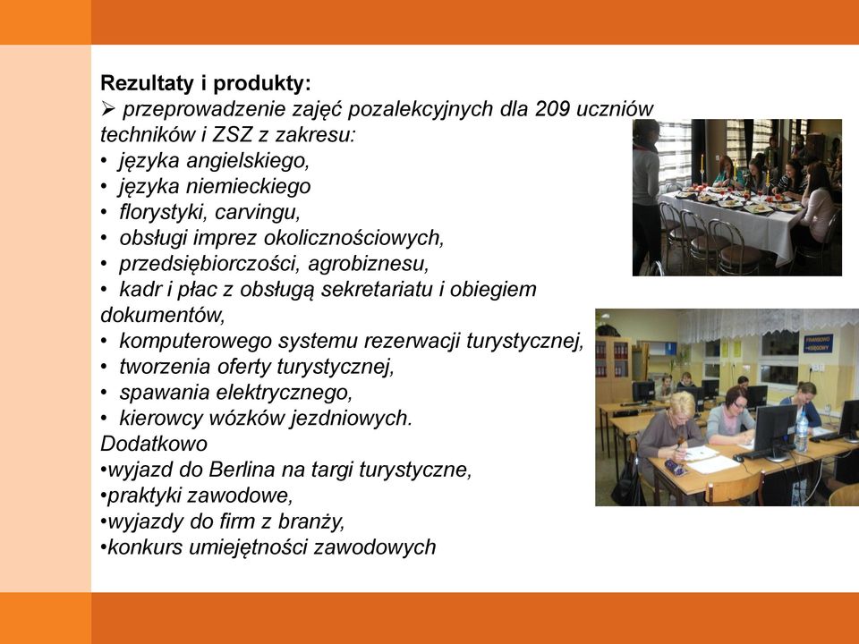 i obiegiem dokumentów, komputerowego systemu rezerwacji turystycznej, tworzenia oferty turystycznej, spawania elektrycznego, kierowcy