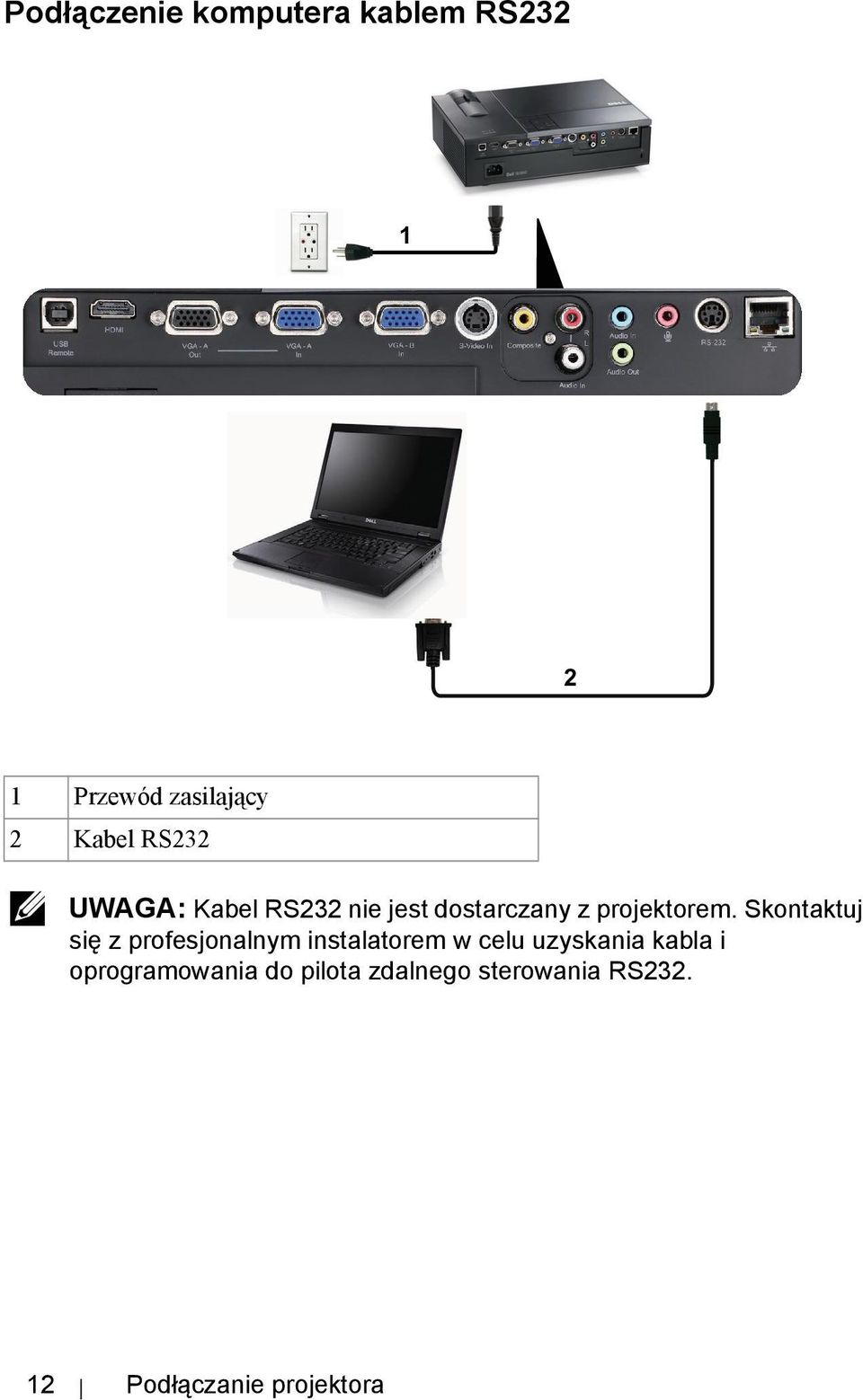 Skontaktuj się z profesjonalnym instalatorem w celu uzyskania kabla