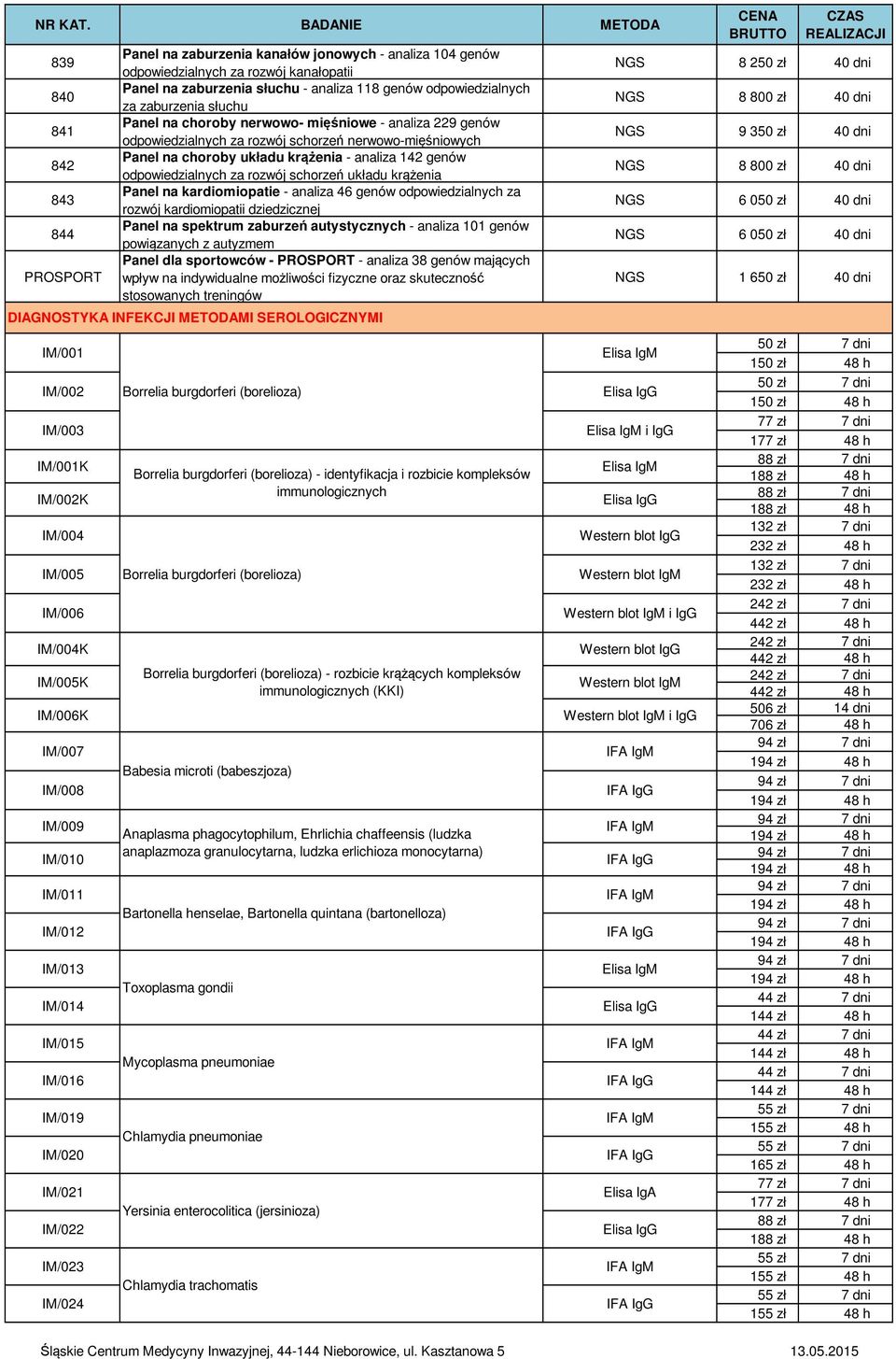 za rozwój schorzeń układu krążenia Panel na kardiomiopatie - analiza 46 genów odpowiedzialnych za rozwój kardiomiopatii dziedzicznej Panel na spektrum zaburzeń autystycznych - analiza 101 genów