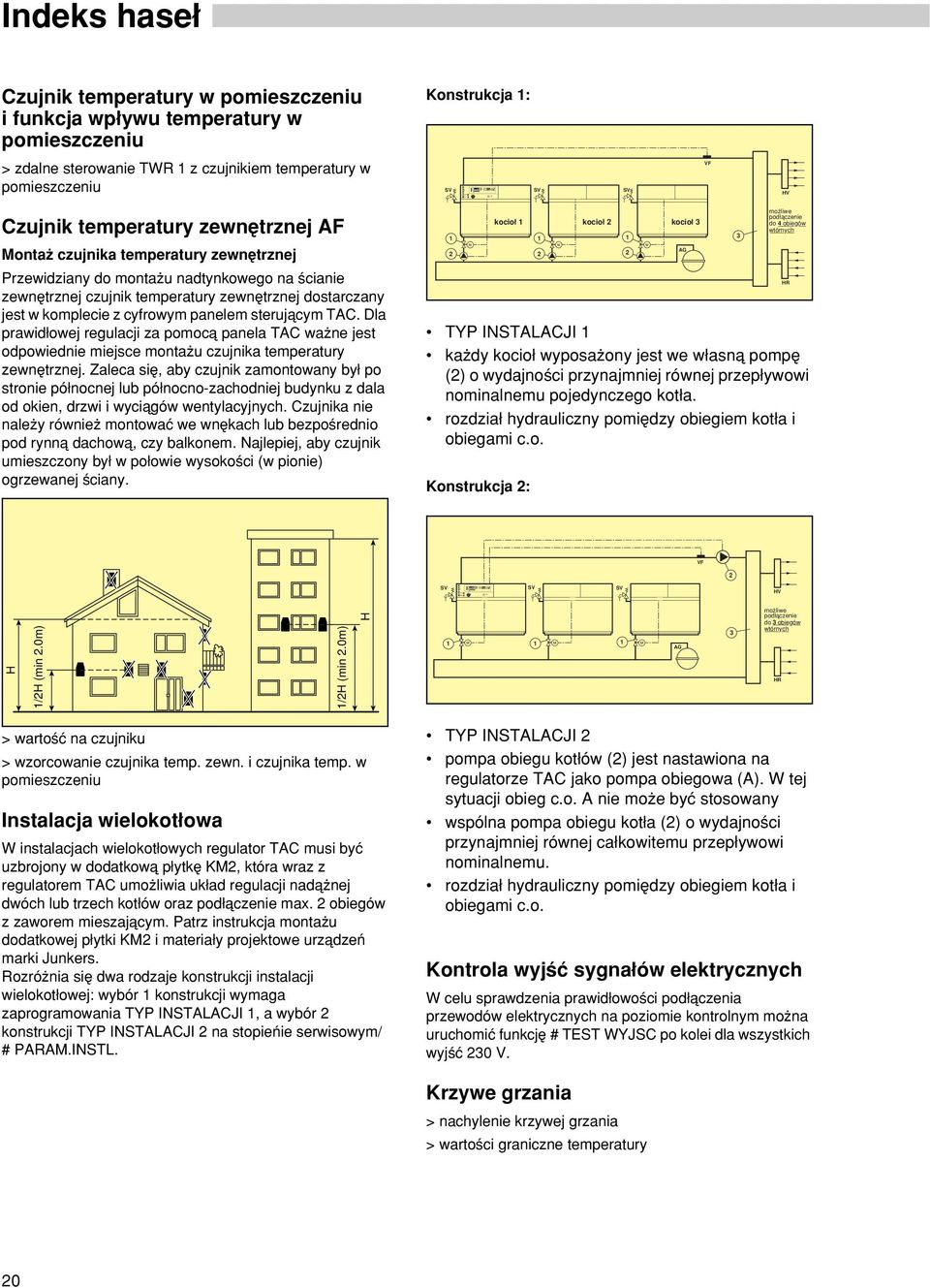 Konstrukcja 1: > zdalne sterowanie TWR 1 z czujnikiem temperatury w pomieszczeniu SV SV SV VF HV Czujnik temperatury zewn trznej AF Monta czujnika temperatury zewn trznej Przewidziany monta u