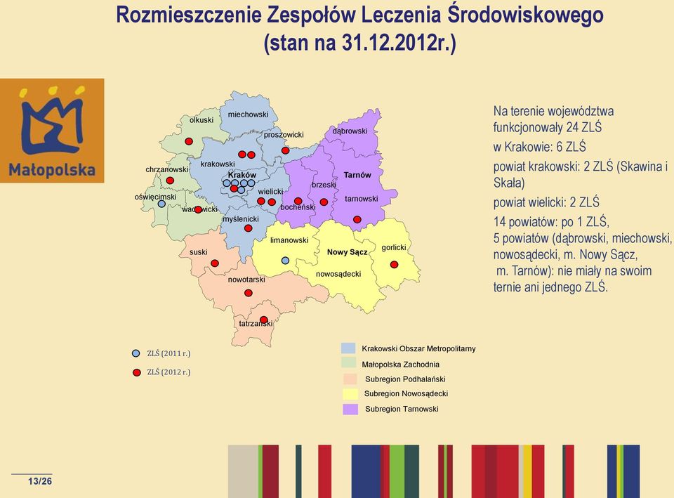 nowosądecki nowotarski gorlicki Na terenie województwa funkcjonowały 24 ZLŚ w Krakowie: 6 ZLŚ powiat krakowski: 2 ZLŚ (Skawina i Skała) powiat wielicki: 2 ZLŚ 14 powiatów: po 1