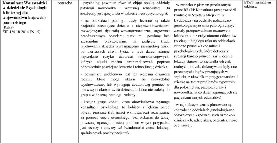 leczone są także pacjentki oczekujące dziecka z nieprawidłowościami rozwojowymi, dystrofią wewnątrzmaciczną, zagrożone przedwczesnym porodem; matki te powinny być szczególnie przygotowane na podjęcie