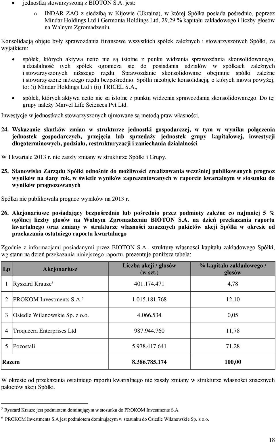 Knslidacją bjęte były sprawzdania finanswe wszystkich spółek zależnych i stwarzysznych Spółki, za wyjątkiem: spółek, których aktywa nett nie są isttne z punku widzenia sprawzdania sknslidwaneg, a