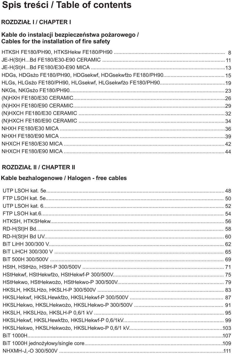 .. 19 NKGs, NKGsżo FE180/PH90... 3 (N)HXH FE180/E30 CERAMIC... 6 (N)HXH FE180/E90 CERAMIC... 9 (N)HXCH FE180/E30 CERAMIC... 3 (N)HXCH FE180/E90 CERAMIC... 34 NHXH FE180/E30 MICA.