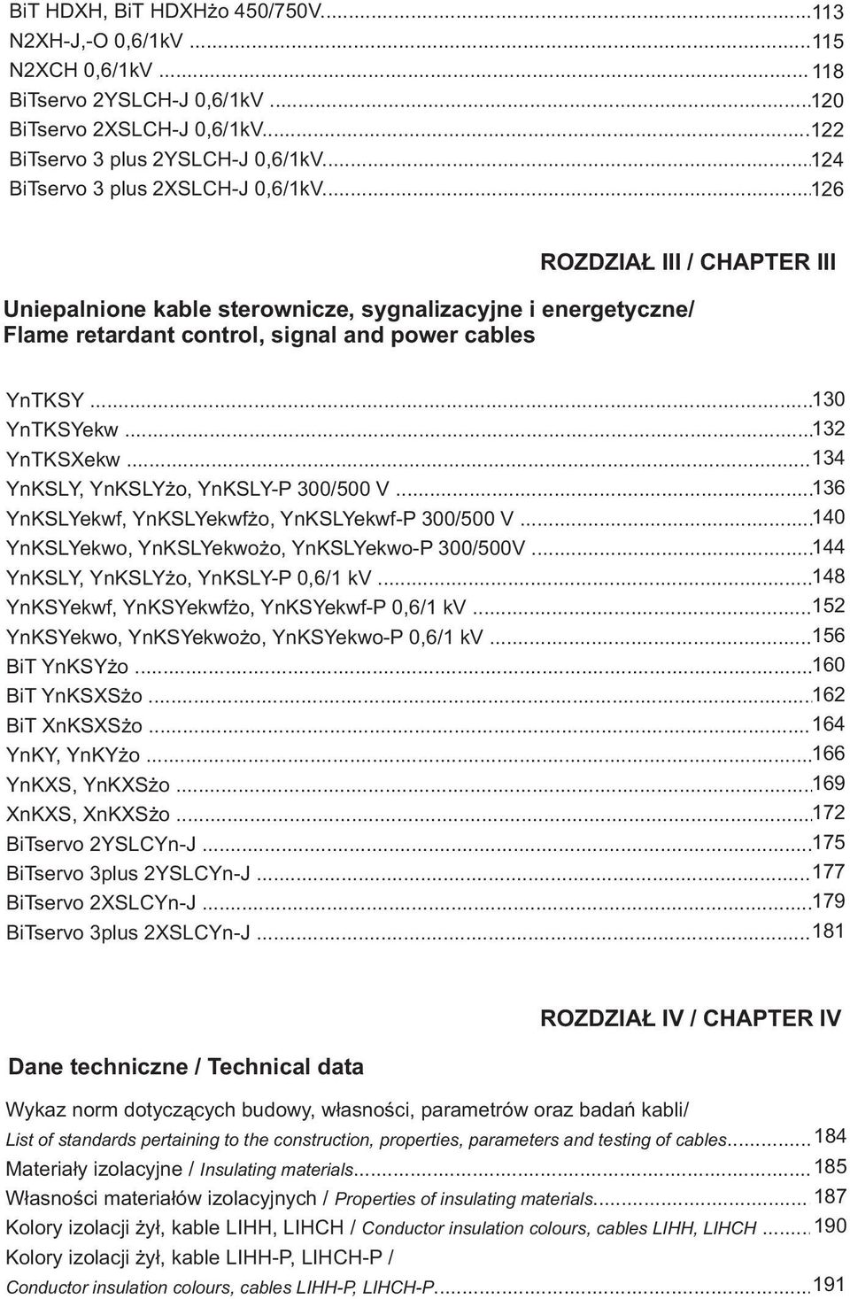 .. 130 YnTKSYekw... 13 YnTKSXekw... 134 YnKSLY, YnKSLYżo, YnKSLY-P 300/500 V... 136 YnKSLYekwf, YnKSLYekwfżo, YnKSLYekwf-P 300/500 V... 140 YnKSLYekwo, YnKSLYekwożo, YnKSLYekwo-P 300/500V.