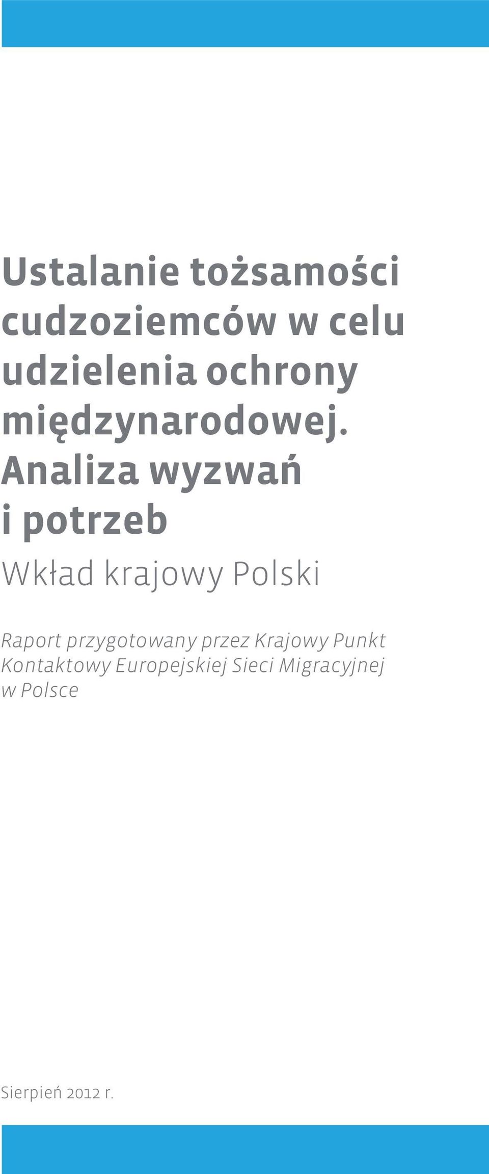 Analiza wyzwań i potrzeb Wkład krajowy Polski Raport