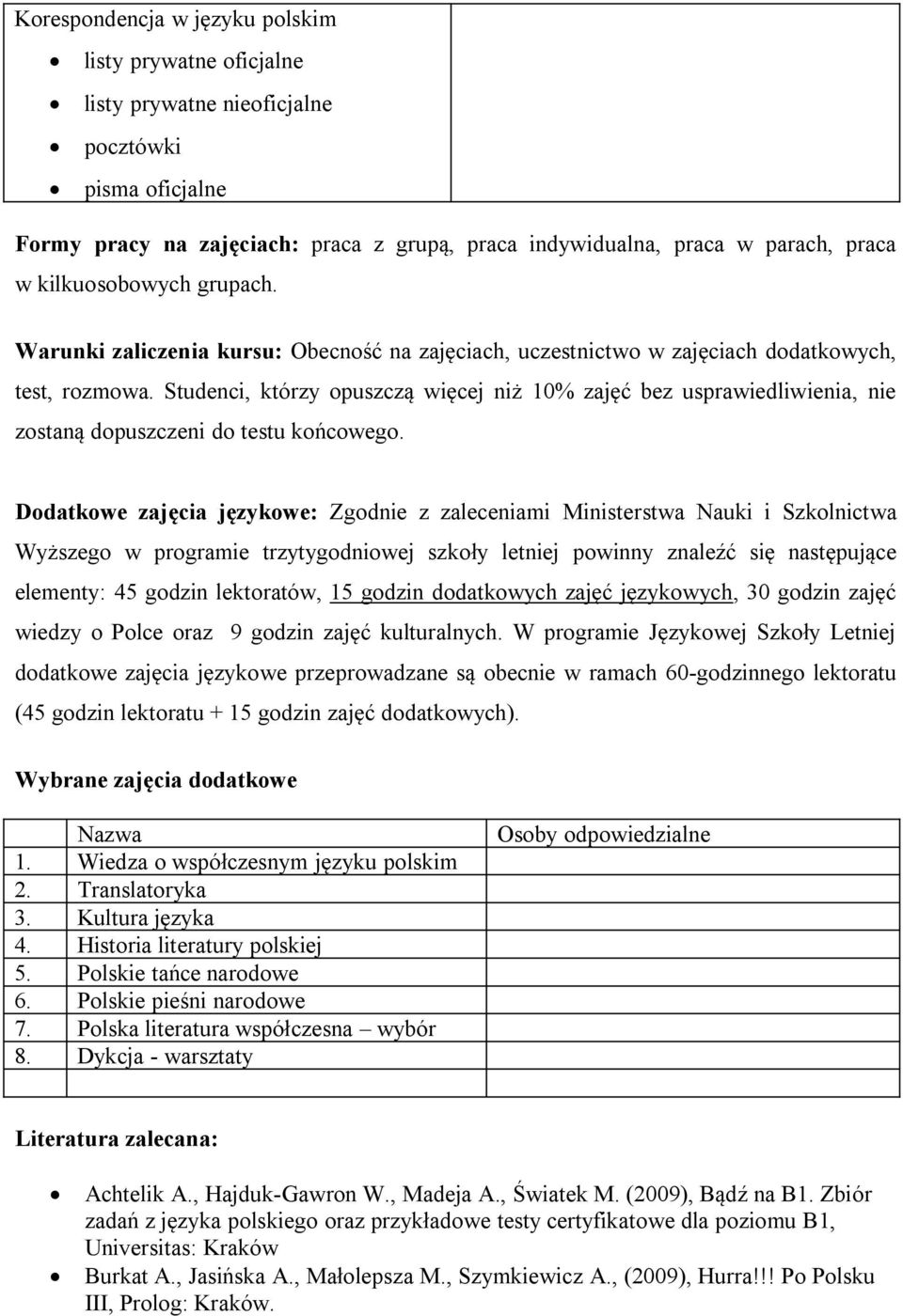 Język polski dla obcokrajowców program - PDF Darmowe pobieranie
