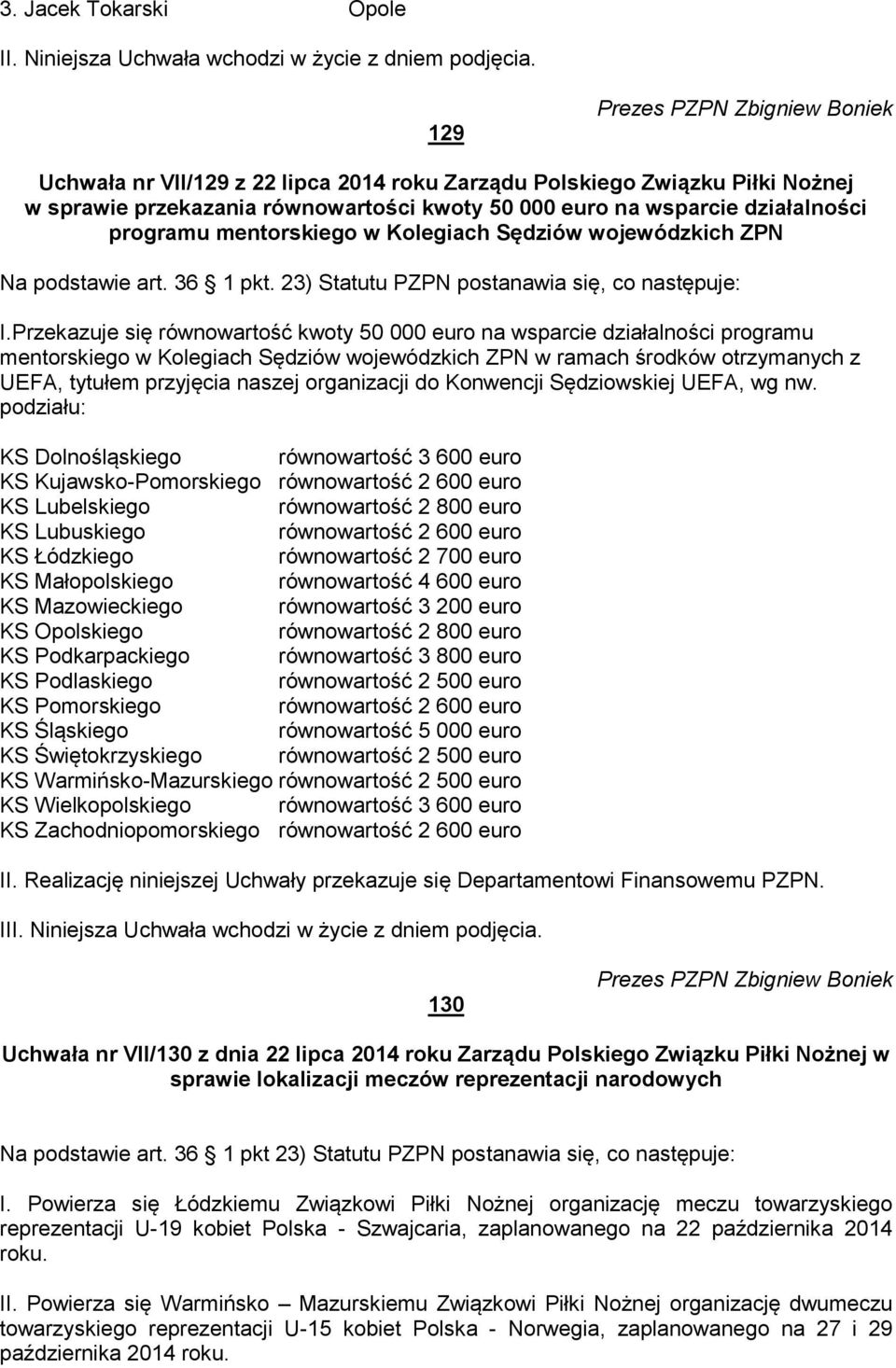 mentorskiego w Kolegiach Sędziów wojewódzkich ZPN Na podstawie art. 36 1 pkt. 23) Statutu PZPN postanawia się, co następuje: I.