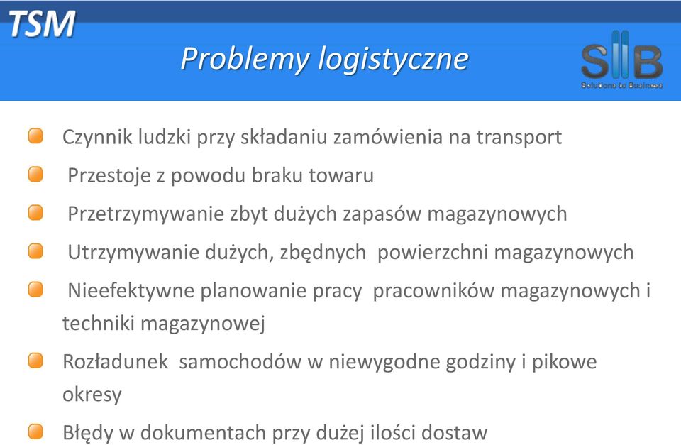 powierzchni magazynowych Nieefektywne planowanie pracy pracowników magazynowych i techniki