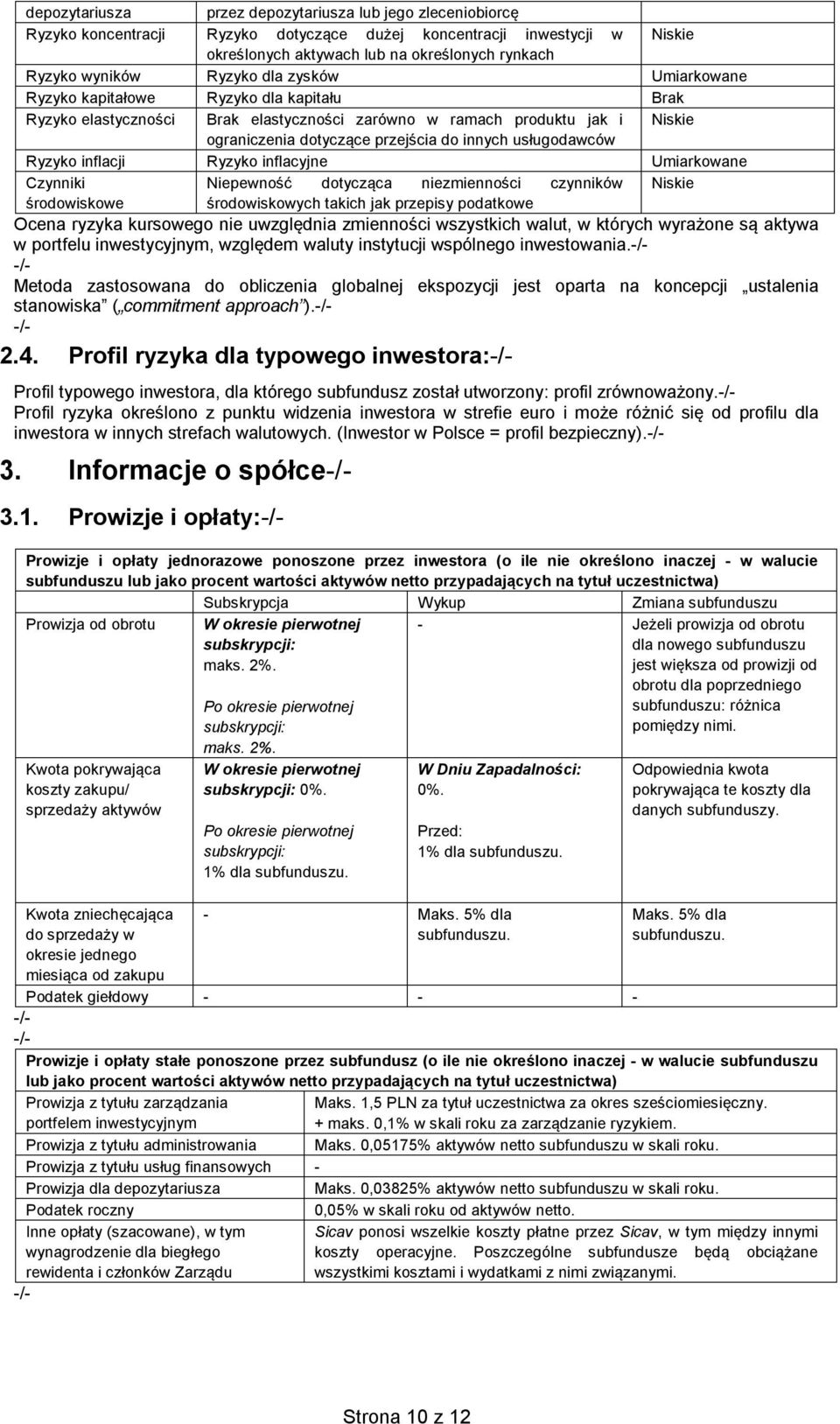 usługodawców Ryzyko inflacji Ryzyko inflacyjne Umiarkowane Czynniki Niepewność dotycząca niezmienności czynników Niskie środowiskowe środowiskowych takich jak przepisy podatkowe Ocena ryzyka