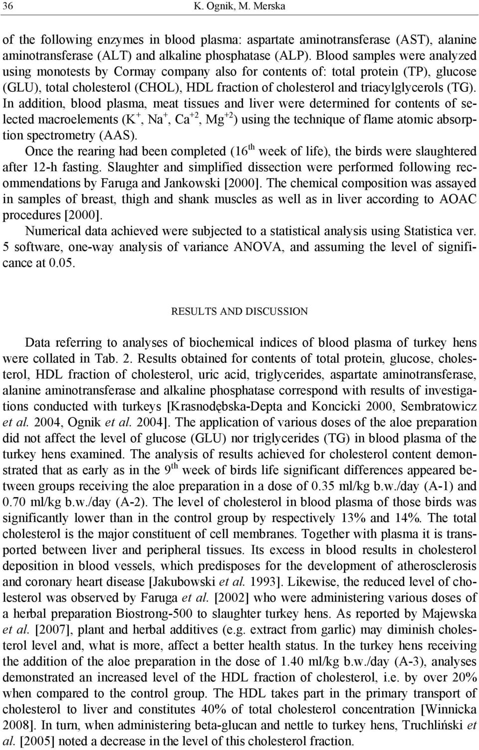 In addition, blood plasma, meat tissues and liver were determined for contents of selected macroelements (K +, Na +, Ca +2, Mg +2 ) using the technique of flame atomic absorption spectrometry (AAS).