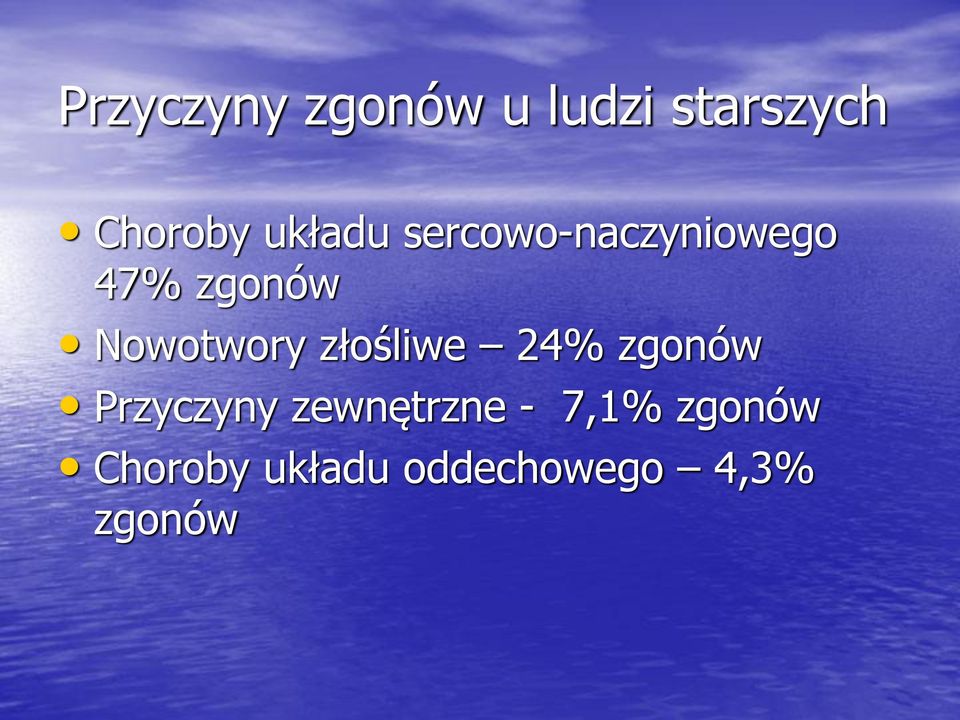 Nowotwory złośliwe 24% zgonów Przyczyny