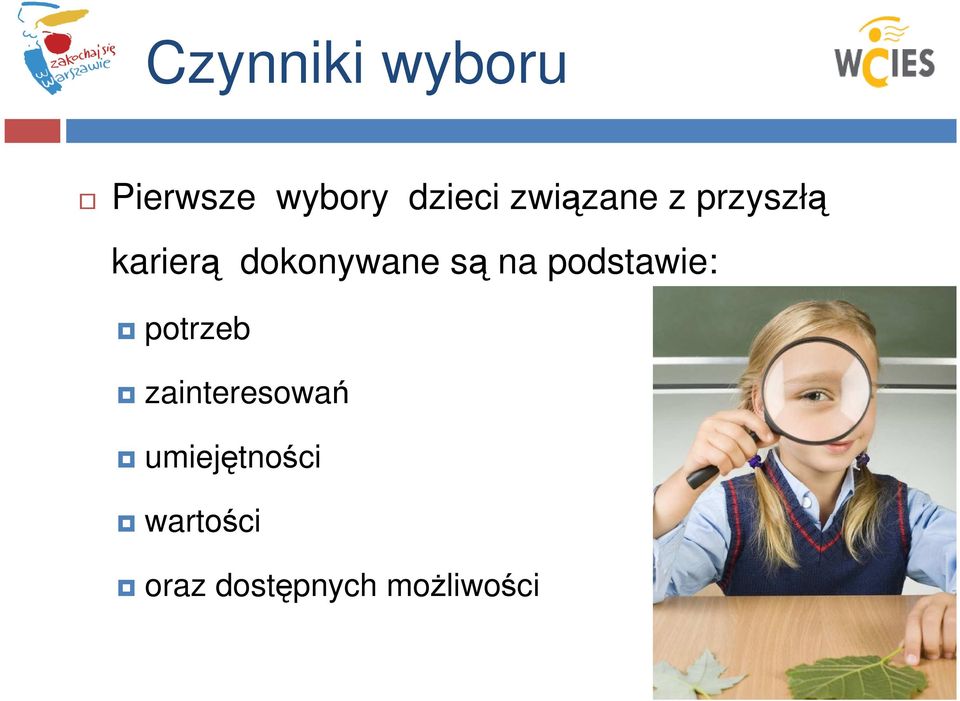 na podstawie: potrzeb zainteresowań