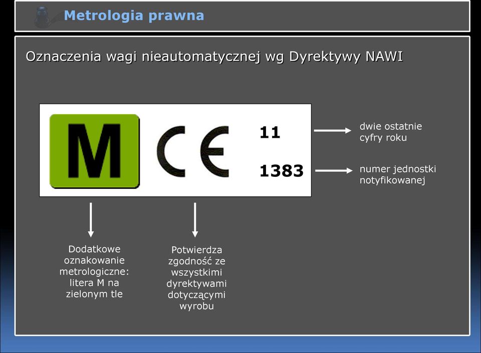 notyfikowanej Dodatkowe oznakowanie metrologiczne: litera M na