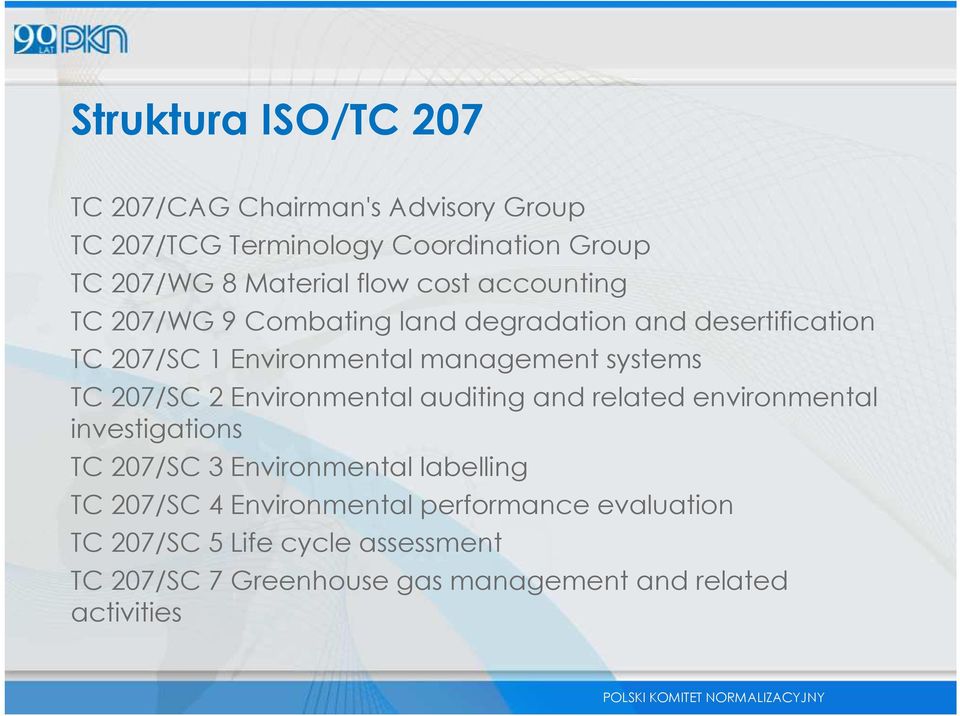 TC 207/SC 2Environmental auditing and related environmental investigations TC 207/SC 3Environmental labelling TC 207/SC