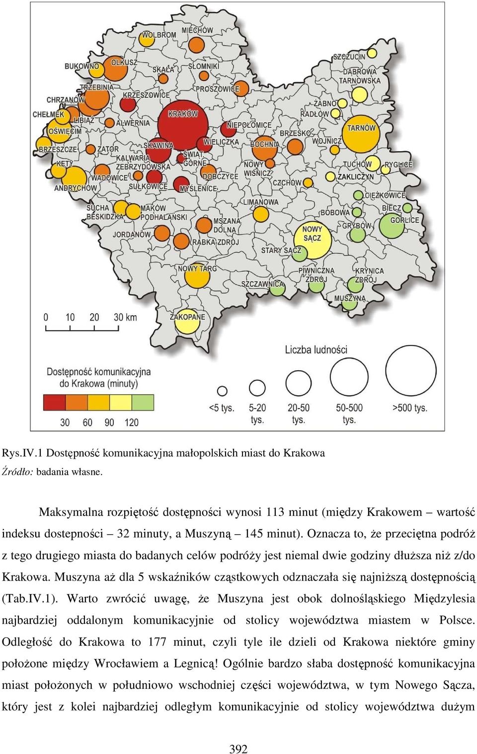 Oznacza to, że przeciętna podróż z tego drugiego miasta do badanych celów podróży jest niemal dwie godziny dłuższa niż z/do Krakowa.