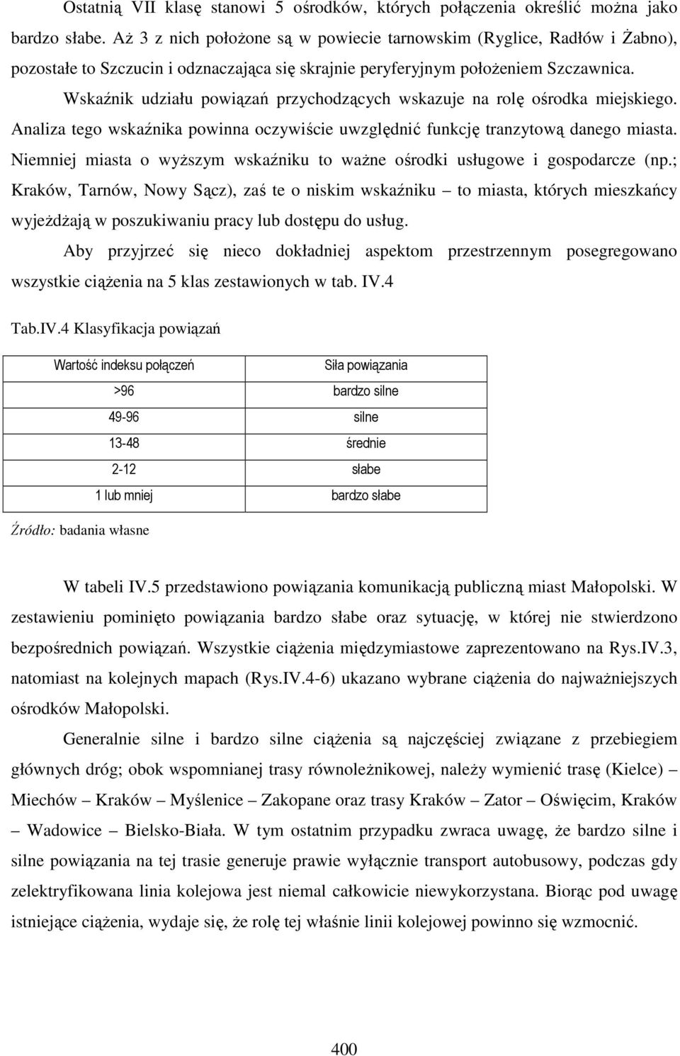 Wskaźnik udziału powiązań przychodzących wskazuje na rolę ośrodka miejskiego. Analiza tego wskaźnika powinna oczywiście uwzględnić funkcję tranzytową danego miasta.