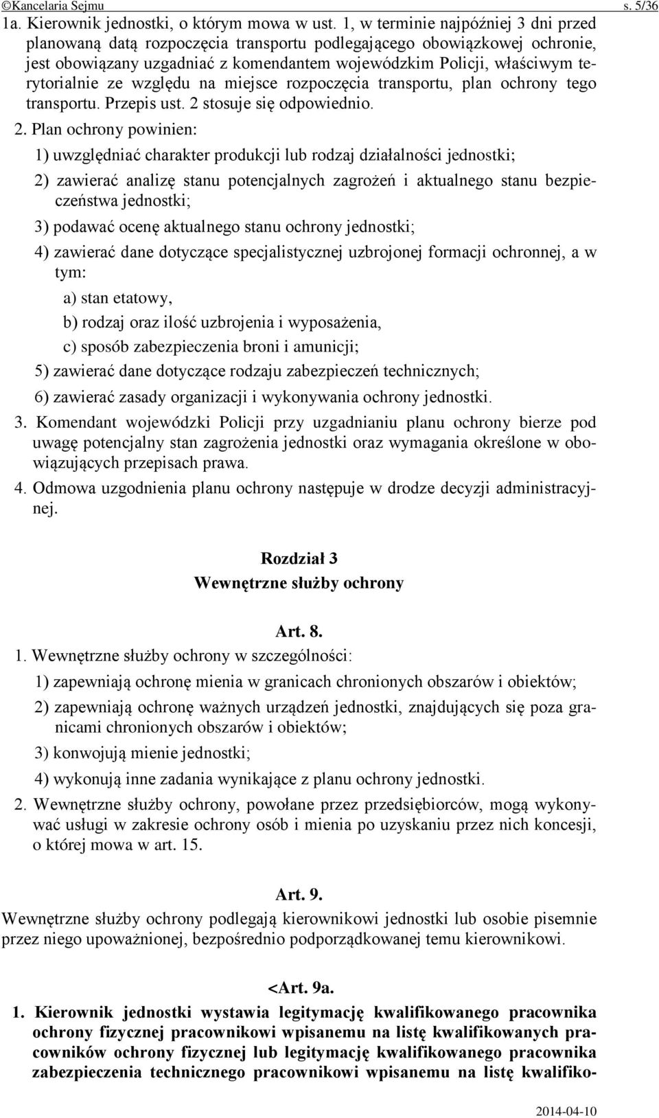 względu na miejsce rozpoczęcia transportu, plan ochrony tego transportu. Przepis ust. 2 