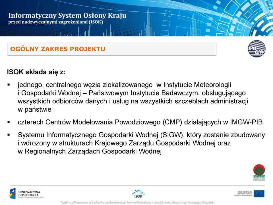 w państwie czterech Centrów Modelowania Powodziowego (CMP) działających w IMGW-PIB Systemu Informatycznego Gospodarki Wodnej