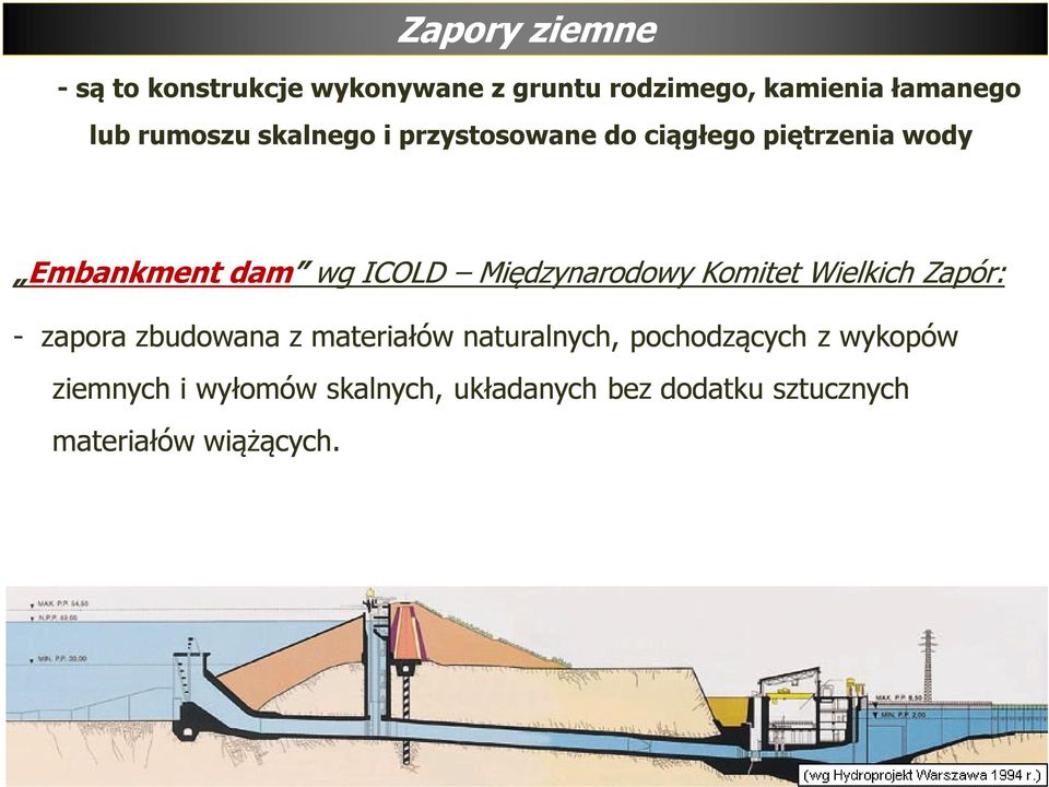 Międzynarodowy Komitet Wielkich Zapór: - zapora zbudowana z materiałów naturalnych,