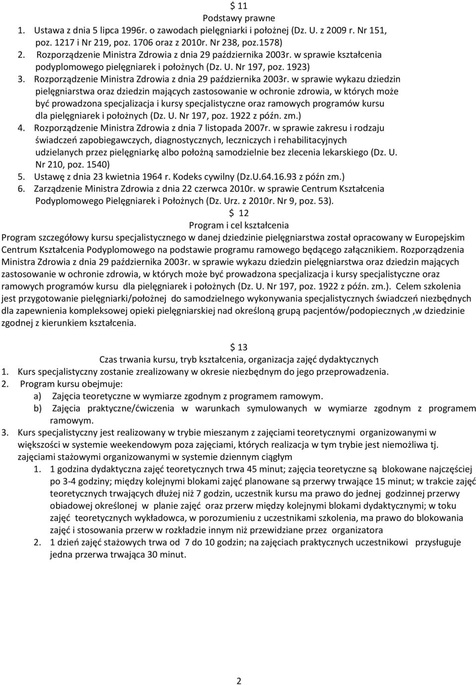 Rozporządzenie Ministra Zdrowia z dnia 29 października 2003r.