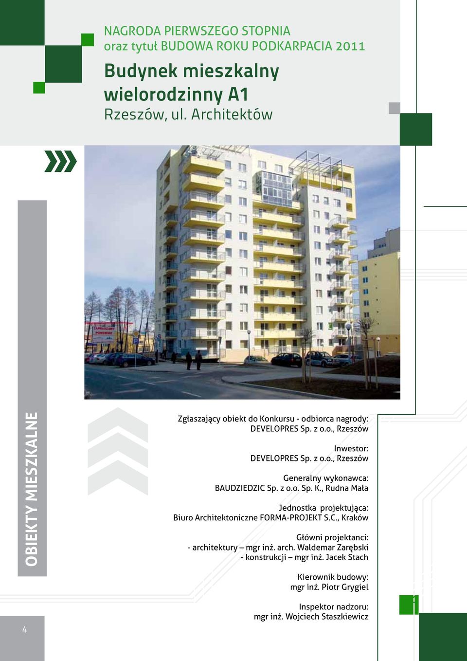 z o.o. Sp. K., Rudna Mała Jednostka projektująca: Biuro Architektoniczne FORMA-PROJEKT S.C., Kraków Główni projektanci: - archi