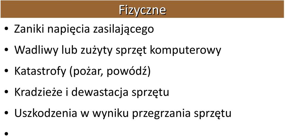 Katastrofy (pożar, powódź) Kradzieże i