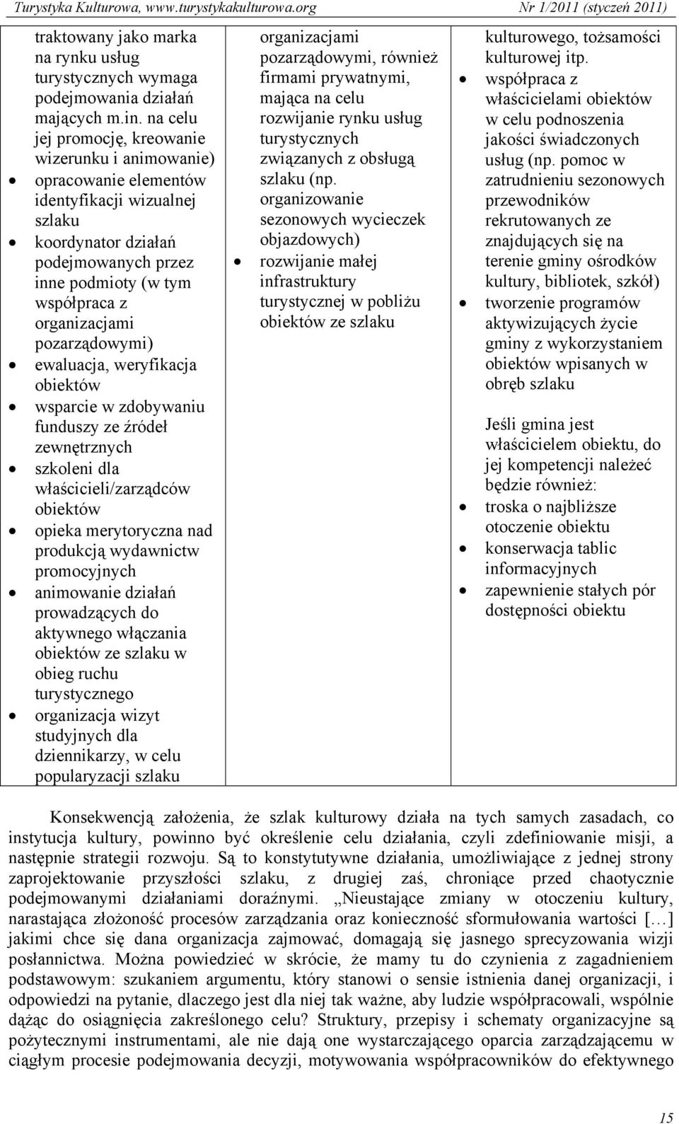 pozarządowymi) ewaluacja, weryfikacja obiektów wsparcie w zdobywaniu funduszy ze źródeł zewnętrznych szkoleni dla właścicieli/zarządców obiektów opieka merytoryczna nad produkcją wydawnictw