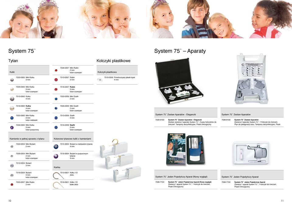 System 75 Zestaw Aparatów - Elegancki 7500-9100 System 75 Zestaw Aparatów - Elegancki Zestaw zawiera 2 aparaty System 75, 3 pary kolczyków do ćwiczeń.