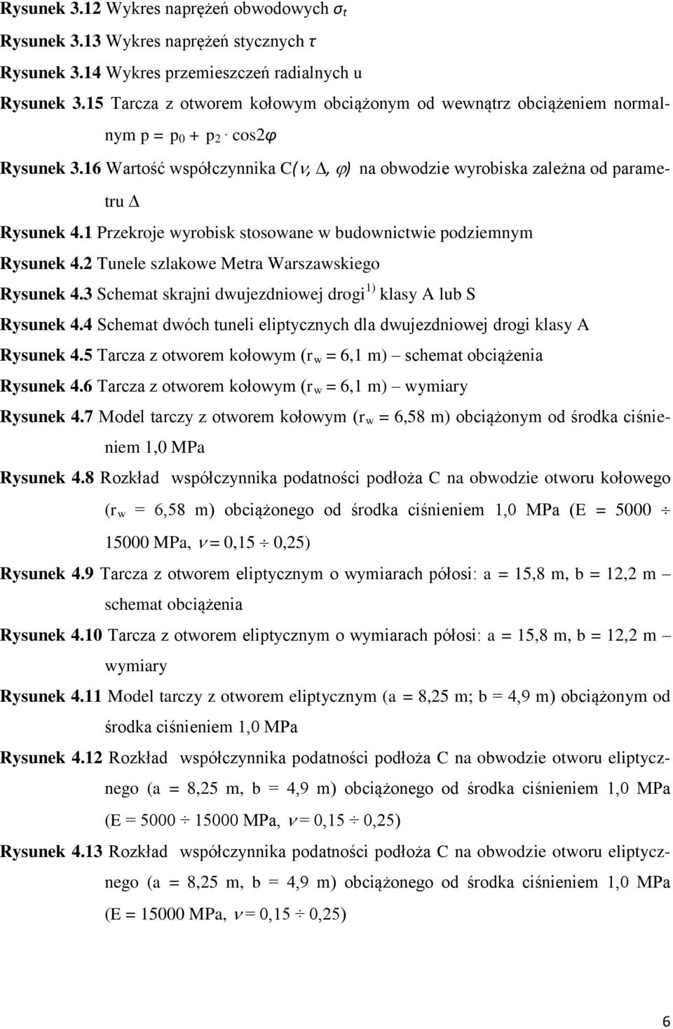 Pzekoje wyobisk stosowane w budownictwie podziemnym Rysunek 4. Tunele szlakowe Meta Waszawskiego Rysunek 4.3 Schemat skajni dwujezdniowej dogi ) klasy A lub S Rysunek 4.