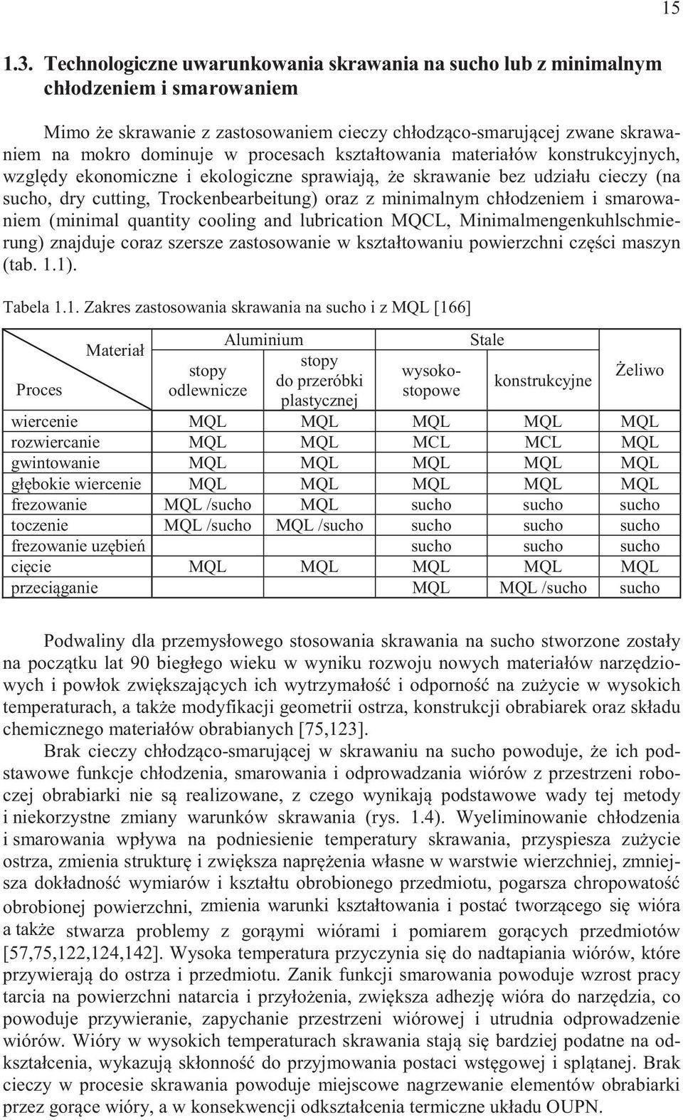 kszta towania materia ów konstrukcyjnych, wzgl dy ekonomiczne i ekologiczne sprawiaj, e skrawanie bez udzia u cieczy (na sucho, dry cutting, Trockenbearbeitung) oraz z minimalnym ch odzeniem i