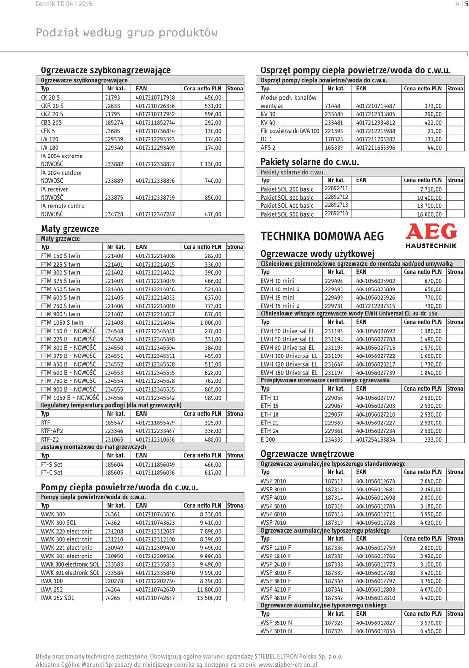 NOWOŚĆ 233889 4017212338896 740,00 IA receiver NOWOŚĆ 233875 4017212338759 850,00 IA remote control NOWOŚĆ 234728 4017212347287 470,00 Maty grzewcze Maty grzewcze FTM 150 S twin 221400 4017212214008