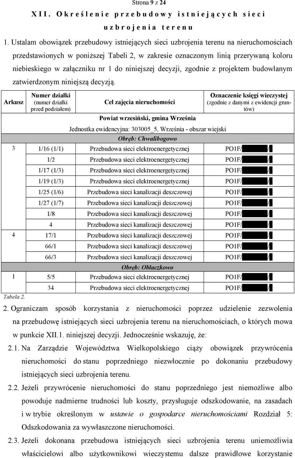 1 do niniejszej decyzji, zgodnie z projektem budowlanym zatwierdzonym niniejszą decyzją.