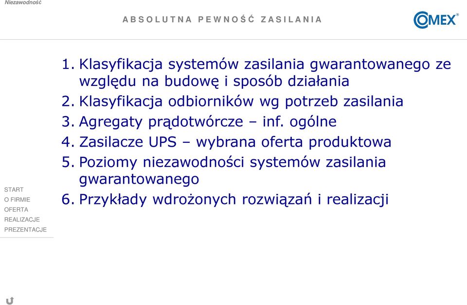 Agregaty prądotwórcze inf. ogólne 4. Zasilacze UPS wybrana oferta produktowa 5.