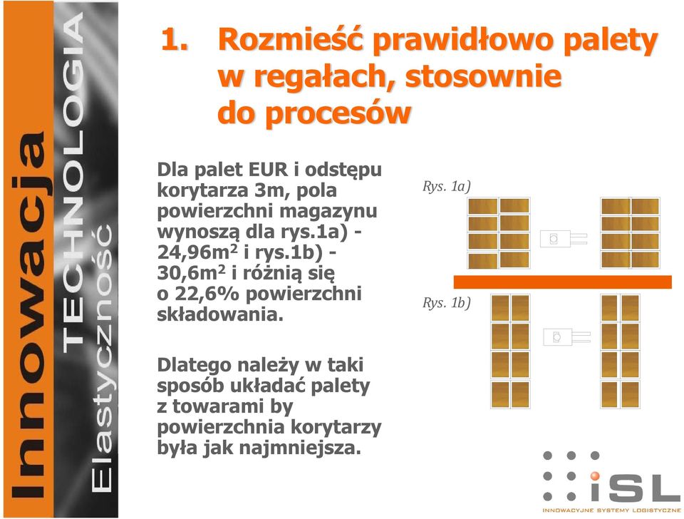 1b) - 30,6m 2 i różnią się o 22,6% powierzchni składowania. Rys. 1a) Rys.