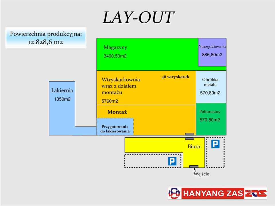 Lakiernia 1350m2 Wtryskarkownia wraz z działem montażu 5760m2 46
