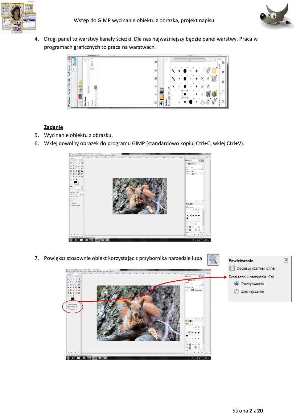 Wstęp do GIMP wycinanie obiektu z obrazka, projekt napisu. Rozpoczynamy  prace w GIMP-e - PDF Darmowe pobieranie