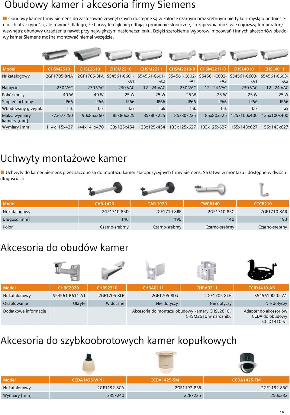 Dzięki szerokiemu wyborowi mocowań i innych akcesoriów obudowy kamer Siemens można montować niemal wszędzie.