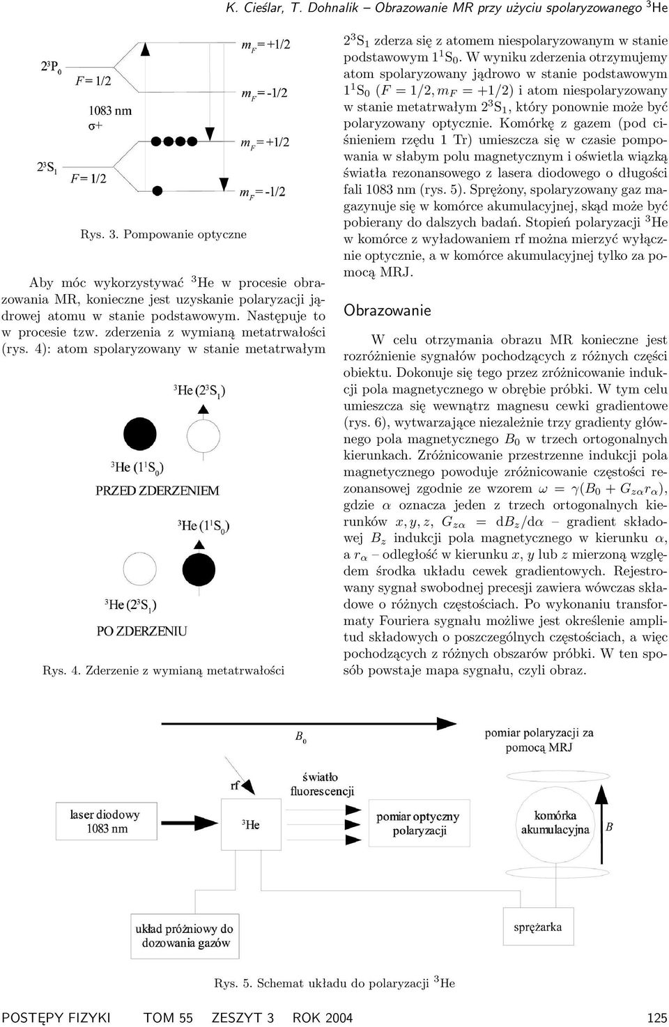 W wyniku zderzenia otrzymujemy atom spolaryzowany jądrowo w stanie podstawowym 1 1 S 0 (F = 1/2, m F = +1/2) i atom niespolaryzowany w stanie metatrwałym 2 3 S 1, który ponownie może być polaryzowany