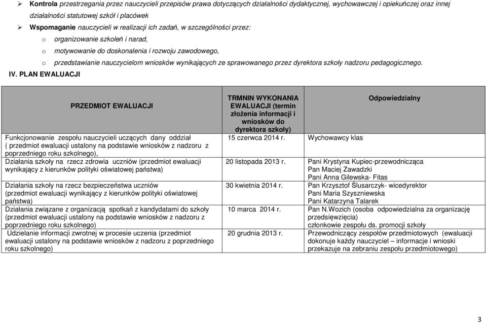 przez a szkoły nadzoru pedagogicznego. IV.
