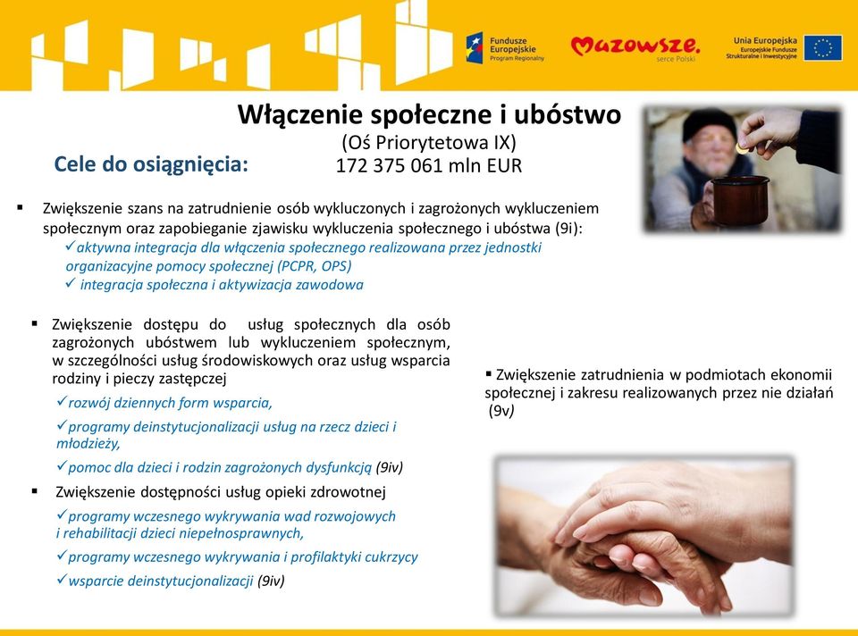 aktywizacja zawodowa Zwiększenie dostępu do usług społecznych dla osób zagrożonych ubóstwem lub wykluczeniem społecznym, w szczególności usług środowiskowych oraz usług wsparcia rodziny i pieczy