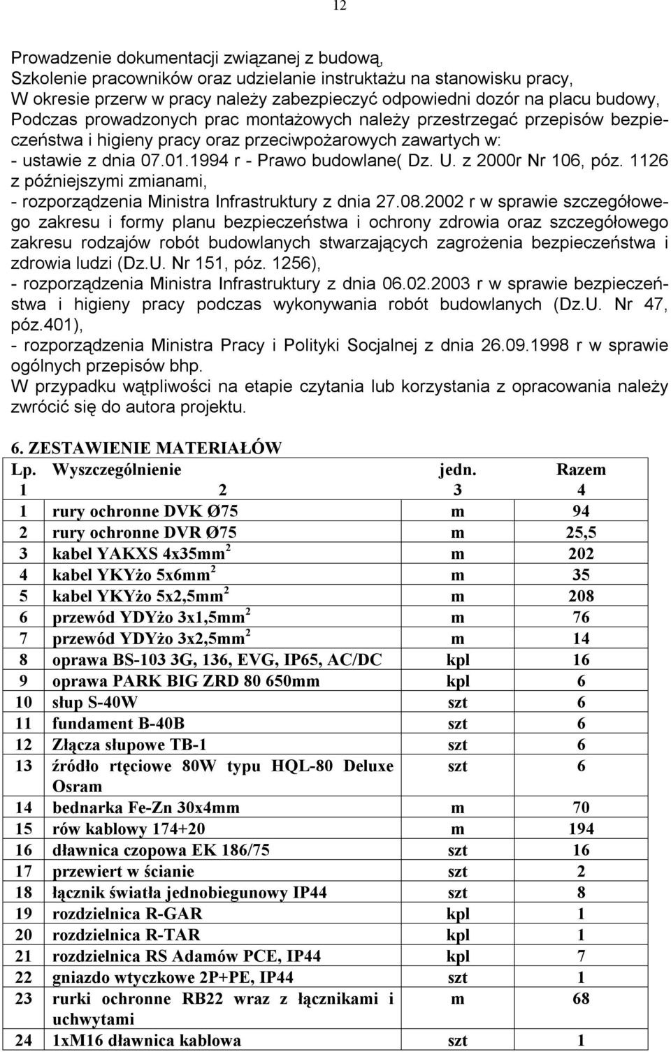 z 2000r Nr 106, póz. 1126 z późniejszymi zmianami, - rozporządzenia Ministra Infrastruktury z dnia 27.08.