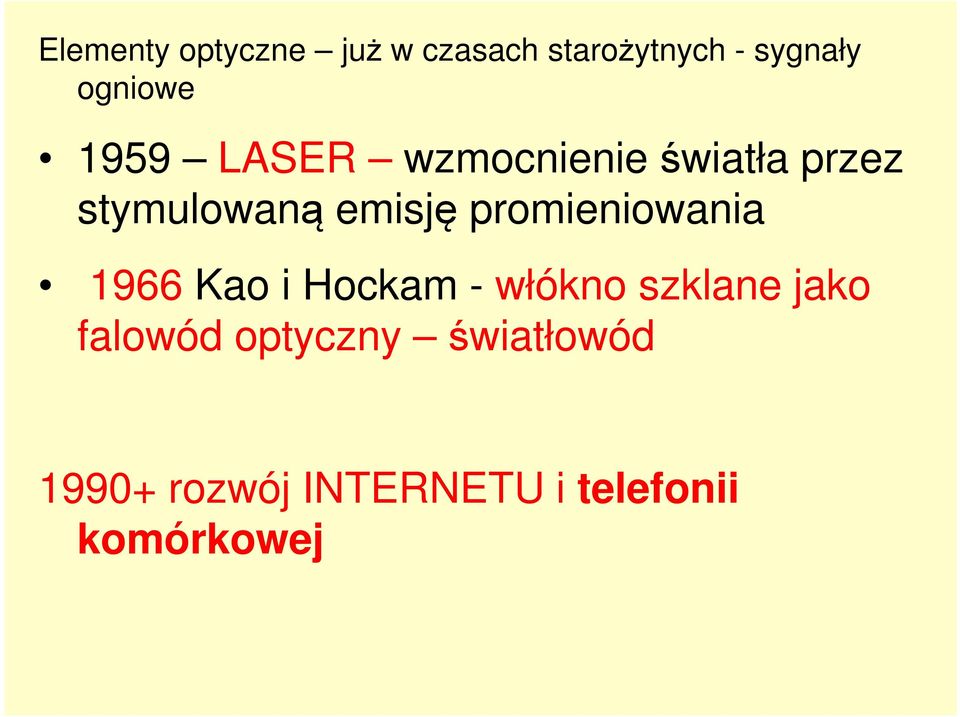 emisję promieniowania 1966 Kao i Hockam - włókno szklane jako