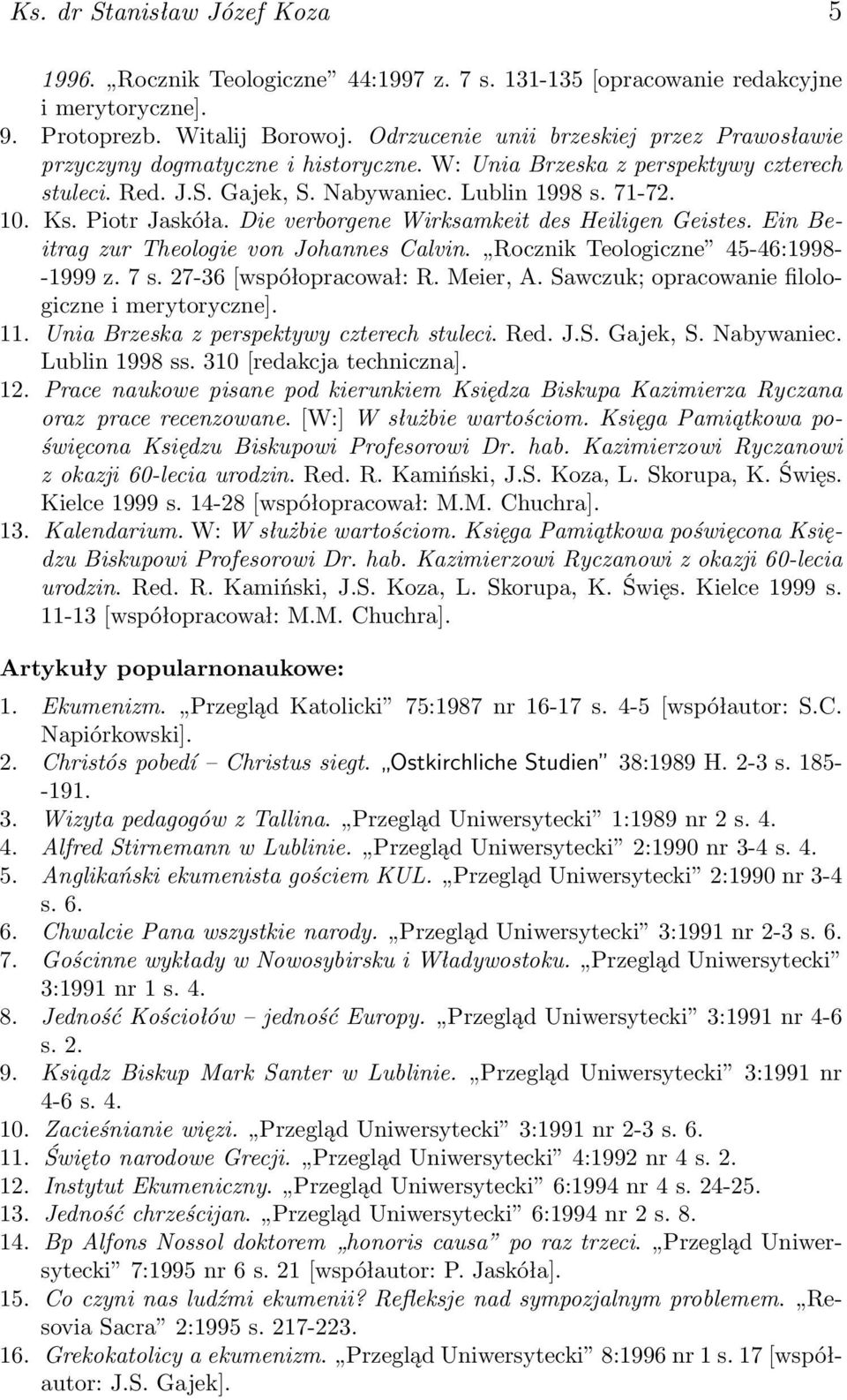 Ks. dr Stanisław Józef Koza - PDF Darmowe pobieranie